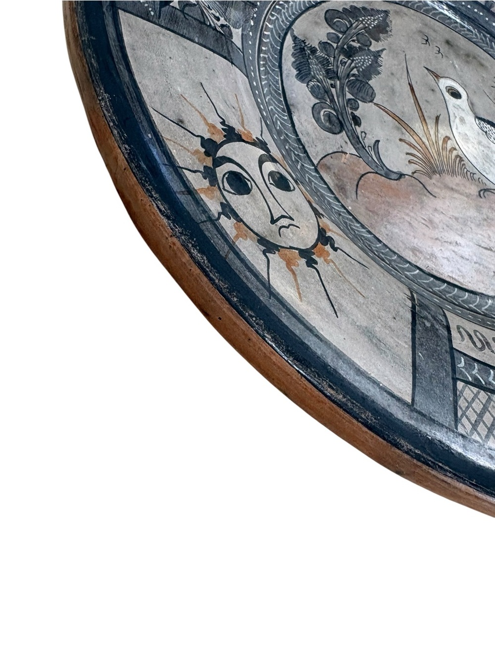 Vintage Mexican Melchor Hanging Charger Plate Tonala Folk Art Pottery 11.5 in - Picture 4 of 7